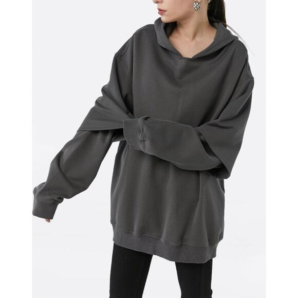 LIT ACTIVEWEAR Gray Cozy Oversized Two-Piece Cotton Hoodie - Picture 1 of 8